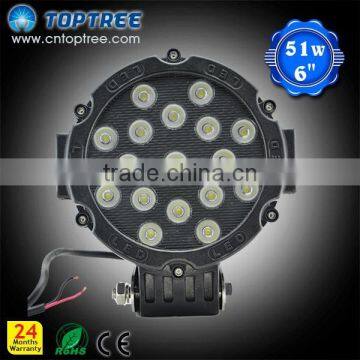 51W Round LED Driving Light Waterproof LED Truck Mining Light