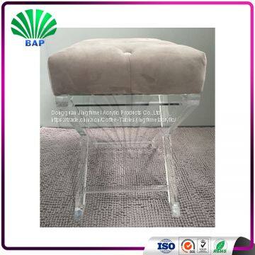 High Quality Stool Chair Soft Cushion Piano Stool X-Shape Transparent Acrylic Stool Legs