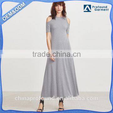 New Model Heather Grey Open Shoulder A Line Women Long Dress