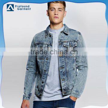 New Design Fashion Man Slim Fit Light Blue Motorbike Denim Jackets Wholesale