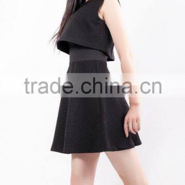 Crew neck sleeveless mini lady dress for autumn 2015