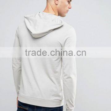 Hot Sale Custom With Drawstring Hood Pouch Pocket Ivory Men's 96% Cotton 4% Elastane Casual Slim Fit Pullover Hoodies photo-2