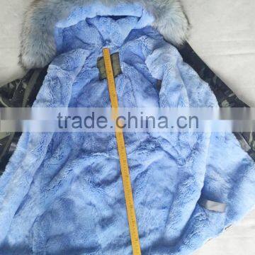 CX-G-P-07A Raccoon Fur Hooded Genuine Rex Rabbit Fur Lined Parka With Fur Jacket photo-6