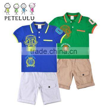 Original Soursing Cotton Pique Tops Kids Polo T Shirt Sets For Boy