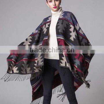 Special Design New Year Ladies Scarf Rhombus Shape Printed National Wind Women Muffle With Tassels photo-4