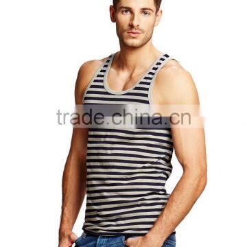 High Quality Mens Classic Stripes Eco-friendly Stringer Tank Tops photo-3