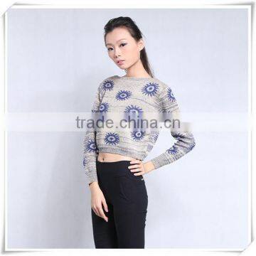 intarsia printed sweater gray sweater western style sweater coat