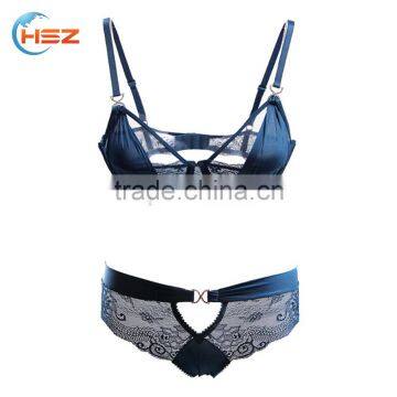HSZ-5005 Ladies Plus Size Sexy Net Bra Panty Sets Hot Sale 2017 Women Underwear Latest Fashion First Night Sexy Lingerie Photos
