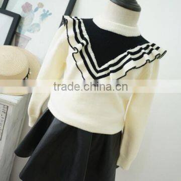 1-7 Years Wholesale 2017 New Fashion Autumn Girls Knitted Sweater Ruffles Soft Girls Pullover Sweaters photo-2