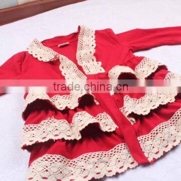 Best Kids Products Ruffle Lace Red Cotton Coat for Children Valentines Day Out Clothing photo-5