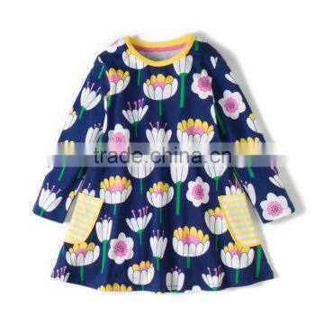 S33556W 2017 New Autumn Girls Dress European Ande American Style Flower Dress photo-6
