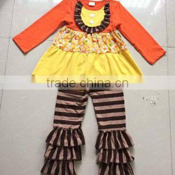 wholesale children Hallowmas girls boutique clothing set girls fall giggle moon remake ruffle pant Hallowma girls clothing sets