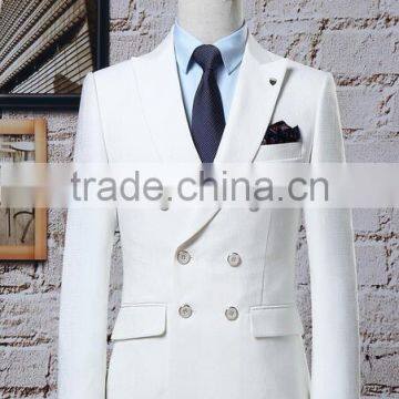 Custom High Quality White Colour Double Breast Man Coat Plus Size Feature Man Blazer photo-5