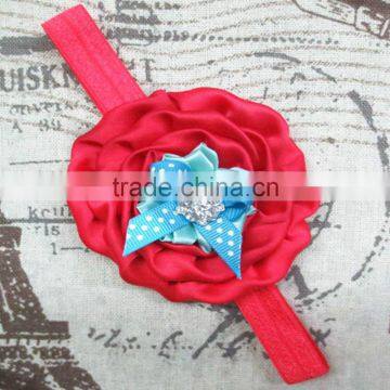 Latest Designs Baby Elastic Headband Wholesale, Ruffled Satin Flower Headband for Kids photo-5
