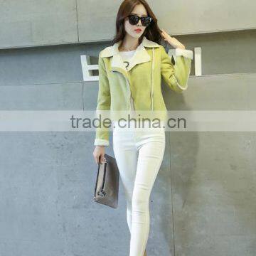 High Quality Custom Sheep Skin Bomber Leather Jacket With Hot Fur Collar photo-4