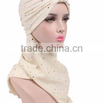 New Sequins Arabic Headscarf Hat Hat Scarf One Hat Muslim Hat photo-2