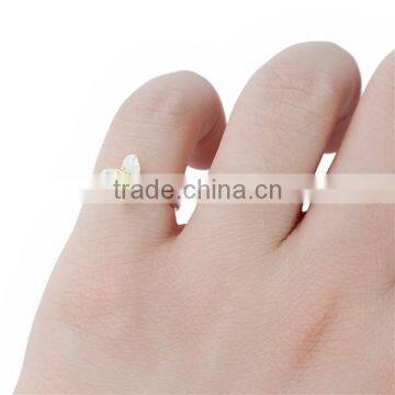 Fashion Silver Plated Yellow Flower White Copper Open Rings photo-3