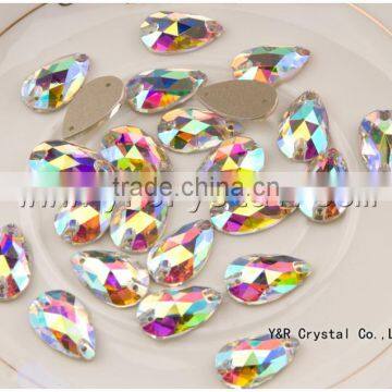 Pear Shape AB 10x18mm Sew on Rhinestones Flatback Crystal Teardrop Sewing Crystal Dress photo-3
