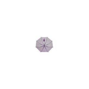 Long Colorful Clear PVC Umbrella , 46 Inch Arc Purple Aluminium Frame