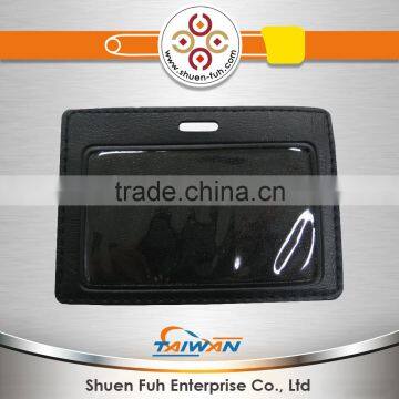 Metal Business Hotel Key Plastic id Back Stick Leather Card Holder