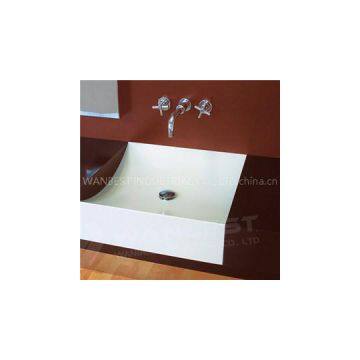 Acrylic Solid Surface White And Brown Vanity