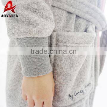 Wholesale Plush Solid Embroidery Hooded Cute Children Bathrobe photo-6