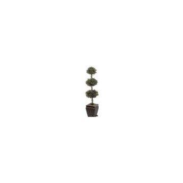 Faux Life Like 5' Ficus Topiary - Triple Ball - Natural Touch - Synthetic Trunk