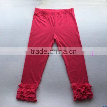 Boutique Adults Girls Icing Style Leggings Wholesale Woman Spring Cotton Clothes Girls Solid Color Ruffle Capris Long Pants