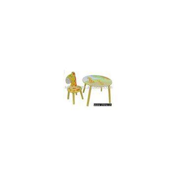 WOOD TABLE AND CHAIR