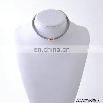 Fashion Leather choker with gold charms