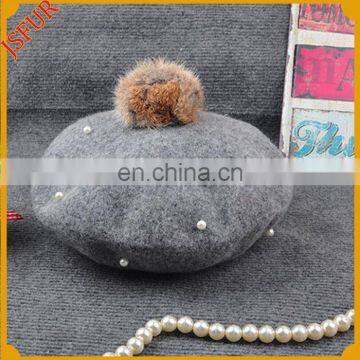 2016 Genuine Fahion Gift Fox Fur Ball Wool Felt Hat