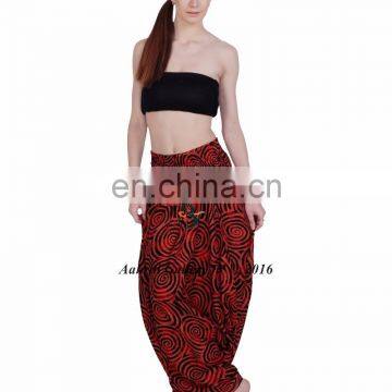 Cotton Jumpsuit Hippy Red Spiral Print Aladdin Yoga Harem Pant Aakriti Gallery