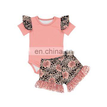 Toddler Flutter Sleeve Romper And Sequin Short Baby Girl Outfits Baby Clothes