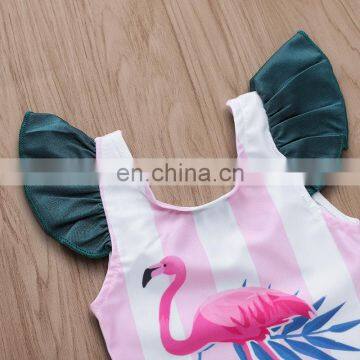 2019 Girls Flamingo Swimwear Beach Kids Whale Print One-piece Polka Dot Swimsuit Baby Swimming Clothes Girls Swimwear photo-4