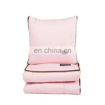 Luxury Cotton Satin Portable Foldable Throw Pillow Travel Sofa Blanket photo-2