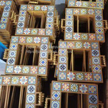 Ceramic Tile Mosaic Parquet Outdoor Rectangular Fire Pit Table photo-5