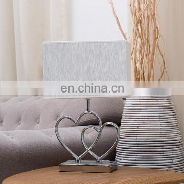 Novel love theme heart shape custom table decoration metal base hotel custom bedside lamp with logo