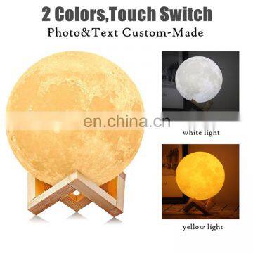 Newish Modern Desk Wood Holder Christmas Decor Magnetic Rechargeable Custom Led Lunar Shape Night Starry SKY 3D Moon Lamp Light photo-3