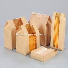 Wholesale white custom printed paper bread bags takeaway bakery packaging bags
