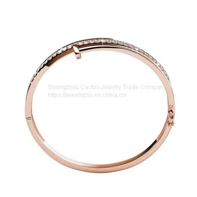 925 Sliver 18K Gold Plated Sex Bangle Bracelet Jewelry for Women Made with Premium Crystal