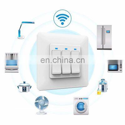 EU standard smart life  home WiFi smart switch touch panel 3 gang remote control 220v switch panel Alexa Voice control