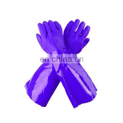 Wholesale custom Waterproof household dishwashing with sleeve long warm PVC gloves