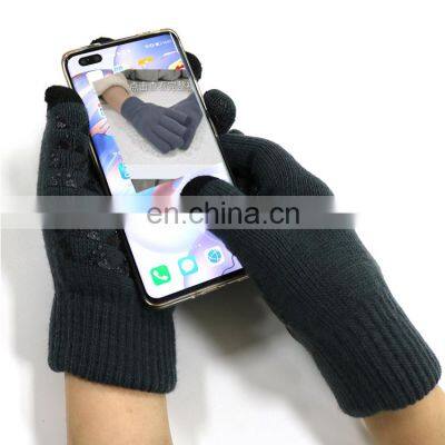 Customized Acrylic Winter Touchscreen Magic Gloves Women Men Warm Stretch Knitted Wool Mittens Touch Screen Gloves