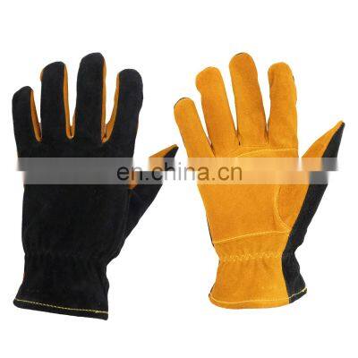 HANDLANDY Cow split Double Palm Heavy Duty Industrial Gardening logging Mechanics Yard Construction Safety Gloves Leather