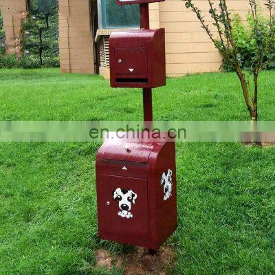 New 2022 Standing Double Stainless Steel Metal Outdoor Poop Rectangular Dog Waste Station photo-4