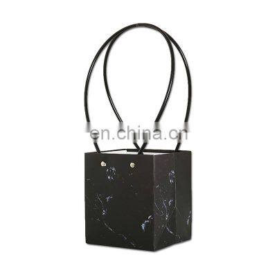 Custom Logo Luxury Gifts Hand Drawstring Flower Gift Marble Paper Bag With Logo Print photo-2