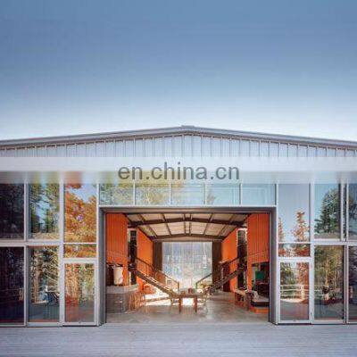 Low cost construction warehouse prefabricated steel building glass shop design