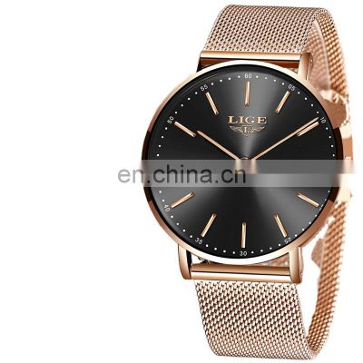 LIGE 9895 Casual Business Quartz Watch Female Ladies Brand Luxury Water Resistant Shock Resistant Wristwatch Birthday Gift