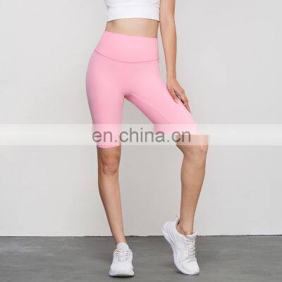 Summer New High Waist Traceless Nude Feeling Four-Way Stretch Free One Size Sports Training Yoga Biker Shorts Pants For Women