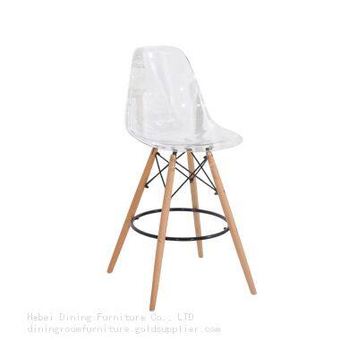 Plastic Bar Stool with Backs and Natural Legs DB-P01P